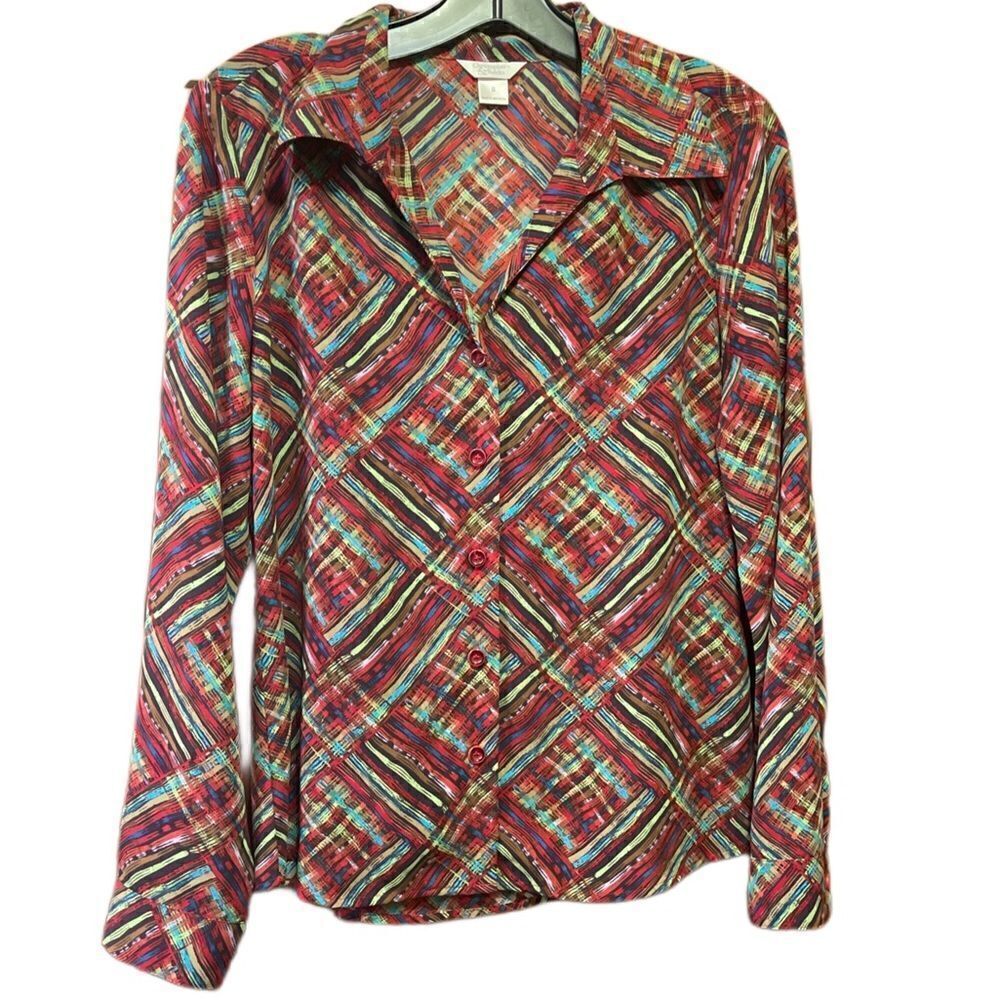 Christopher & Banks Colorful Button Down Blouse Small